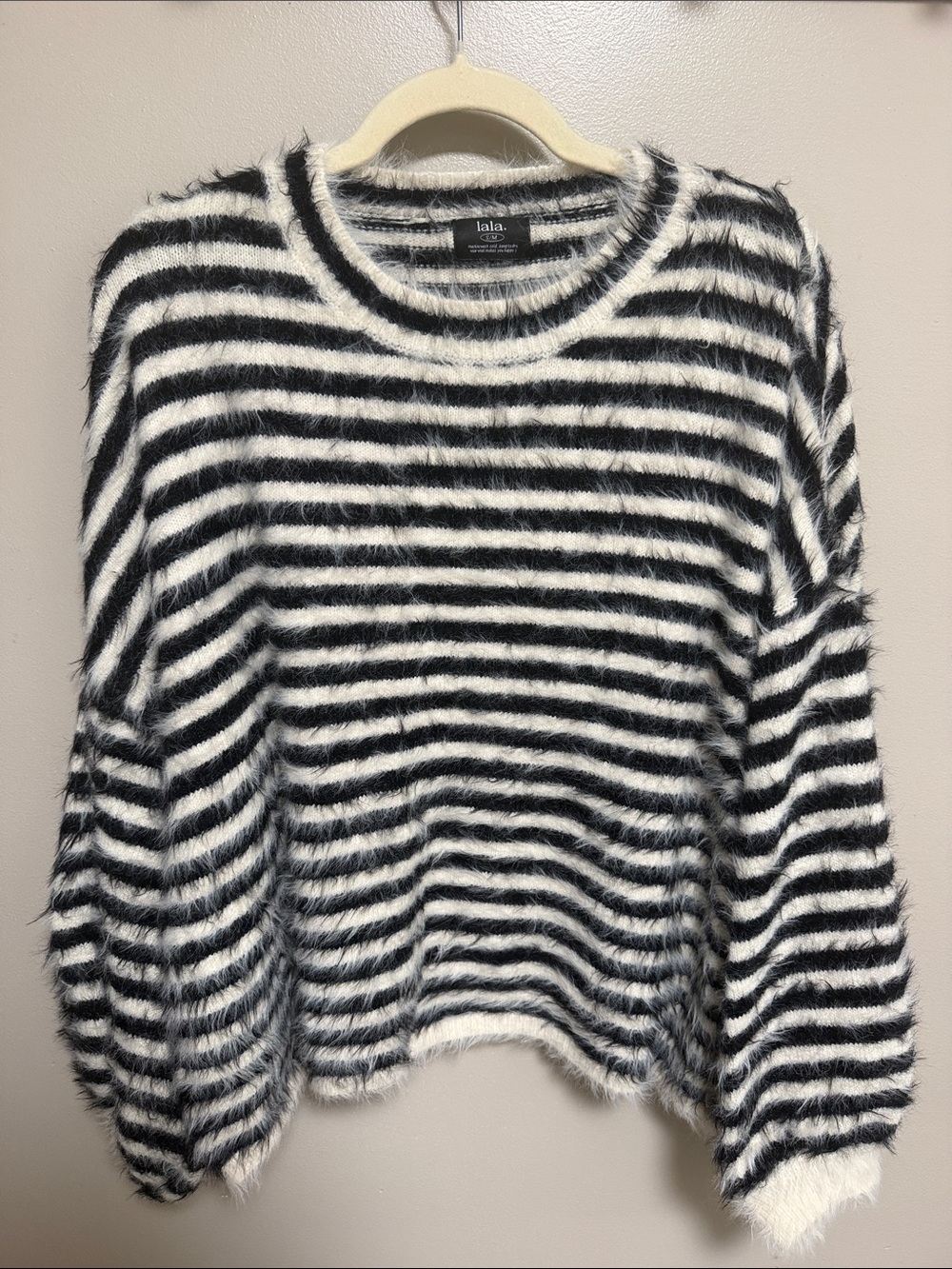 Dressed in LALA Love Sick Striped Fuzzy Sweater Size S/M